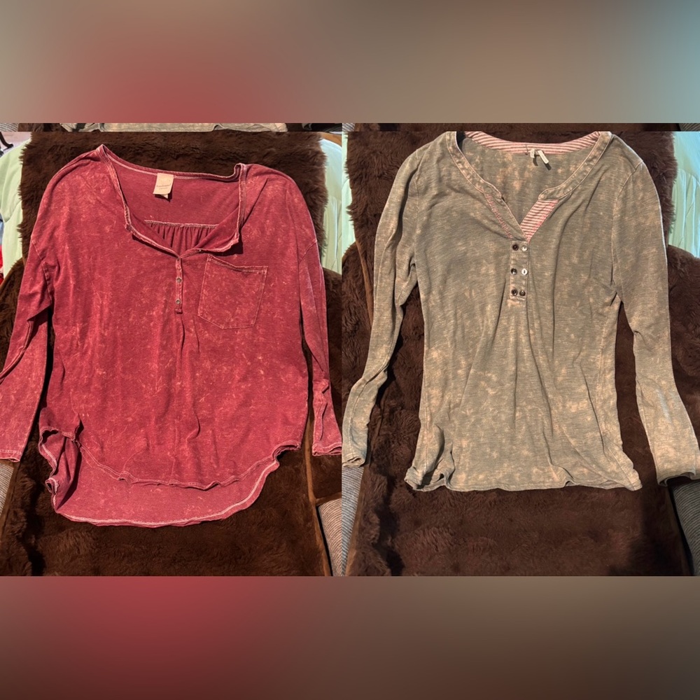 BKE Camouflage and Striped Henley and Red Freeloader Henley